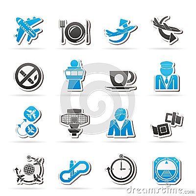 Aircraft, airport and Plane Icons Vector Illustration