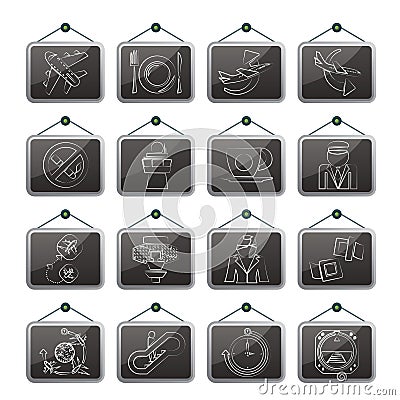 Aircraft, airport and Plane Icons Vector Illustration