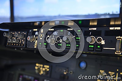 Aircraft autopilot heading controls panel display Stock Photo