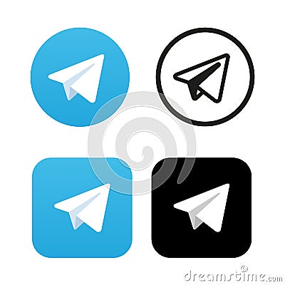 Aircraft Blue Button Icon Vector. Telegram icon. Vector Illustration