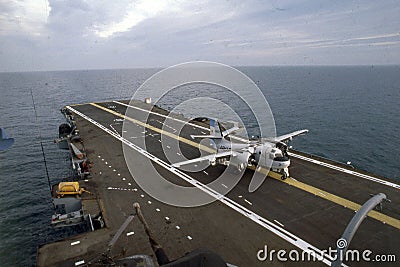 aircraft carrier of the Argentine armada May 25 landing. The Grumman S-2 Tracker (S2F prior to 1962) Stock Photo