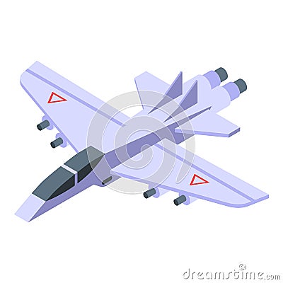 Aircraft carrier army fighter icon, isometric style Vector Illustration