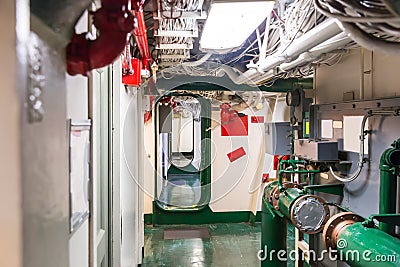 Aircraft carrier corridor Stock Photo