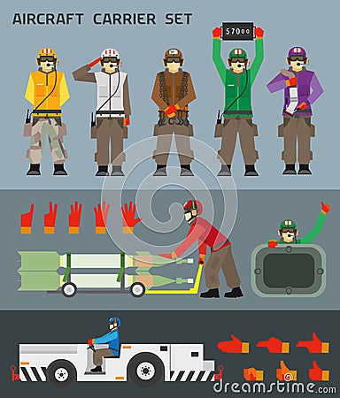 Aircraft carrier crew Vector Illustration