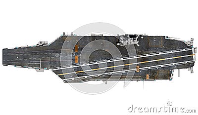 Aircraft carrier military ship, top view 3D rendering Stock Photo