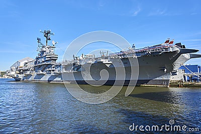 Aircraft carrier in New York Editorial Stock Photo
