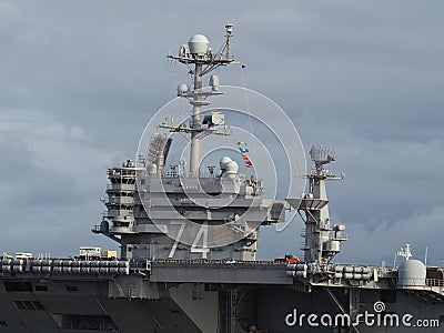 The aircraft carrier USS John C. Stennis docked at the Norfolk Naval Base Editorial Stock Photo
