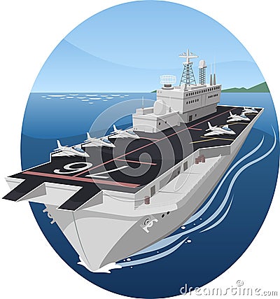 Aircraft carrier Cartoon Illustration
