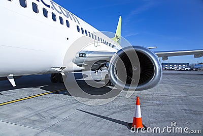 Aircraft engine on passenger plane Editorial Stock Photo