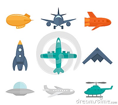 Aircraft Icons Flat Vector Illustration