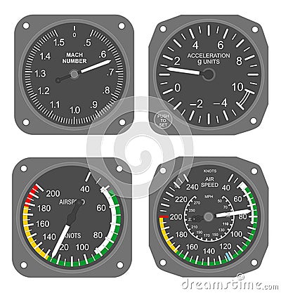 Aircraft instruments set #3 Stock Photo