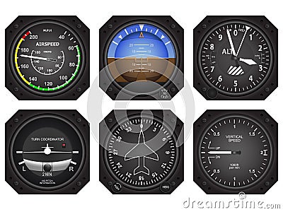 Aircraft Instruments Vector Illustration