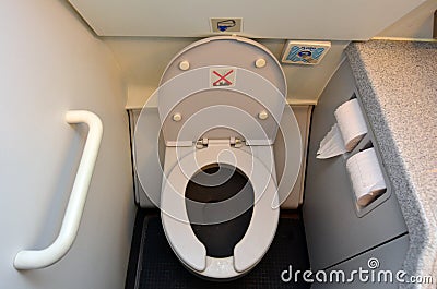 Aircraft lavatory toilets Stock Photo