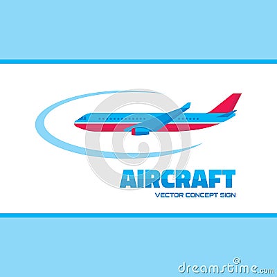 Aircraft - logo concept illustration. Vector logo template. Cartoon Illustration