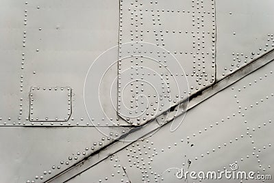 Aircraft metal with rivets Stock Photo