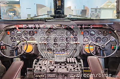 Aircraft Plane Cockpit flight deck Editorial Stock Photo