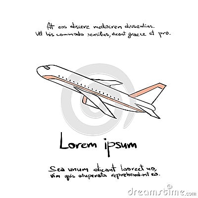 Aircraft Plane Hand Draw Color Vector Vector Illustration