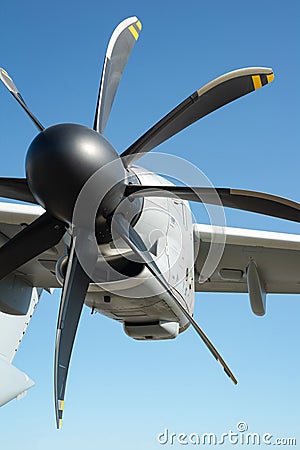Aircraft propeller - detail of miliary aircraft and airplane Stock Photo