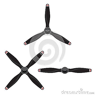 Aircraft Propeller Group with Two Blade, Three Blade and Four Blade Propellers, Isolated Vector Illustration Vector Illustration