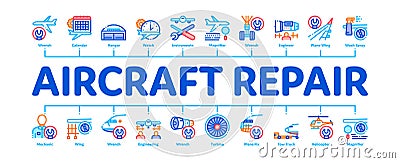 Aircraft Repair Tool Minimal Infographic Banner Vector Vector Illustration