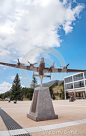 Aircraft sculpture at United States Air Force Academy in Colorado Springs Editorial Stock Photo