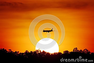 Aircraft in the sunset Stock Photo