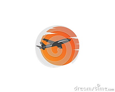 aircraft with sunset simple template logo Stock Photo