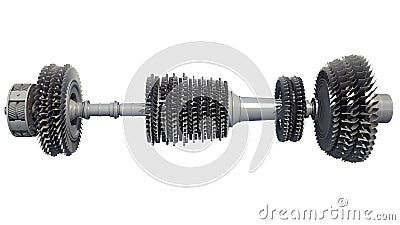 Aircraft Turbine Engine 3D rendering on white background Stock Photo