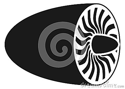 Aircraft turbine icon. Rotating engine black blades Stock Photo