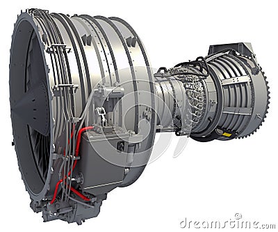 Aircraft Turbofan Engine 3D rendering Stock Photo