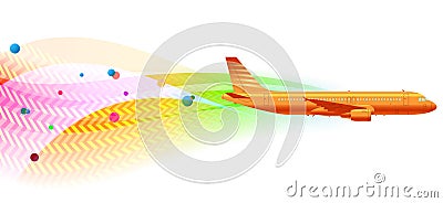 Aircraft on wavy background Vector Illustration
