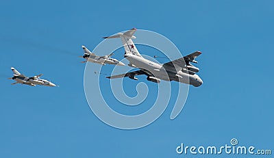 The aircraft weeds parade of a victory in Moscow Editorial Stock Photo