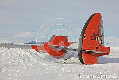 Aircraft wreckage in Antarctica Editorial Stock Photo