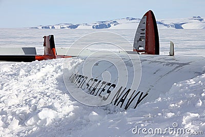 Aircraft wreckage in Antarctica Editorial Stock Photo