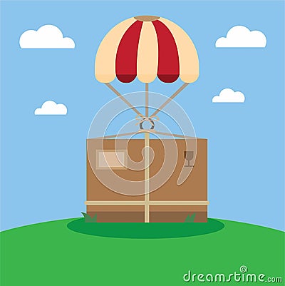 Airdrop package delivery in flat illustration vector Vector Illustration