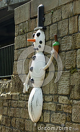 Aire Sculpture Trail snowman Editorial Stock Photo