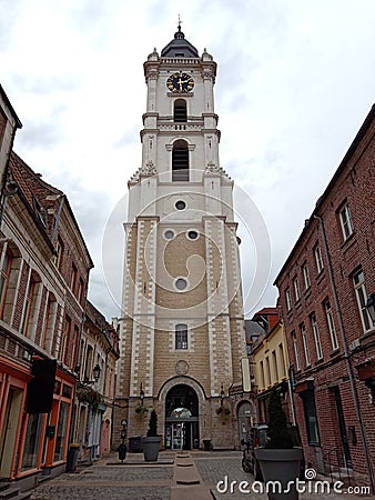 Belfry at Air-sur-la-Lys, a town in northern France Editorial Stock Photo