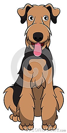 Airedale Terrier Catoon Dog Cartoon Illustration