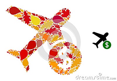 Airflight Price Autumn Mosaic Icon with Fall Leaves Vector Illustration