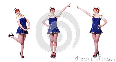 The airhostess isolated on the white background Stock Photo