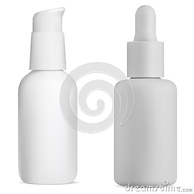 Airless pump bottle. Cosmetic serum can white tube Vector Illustration