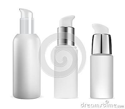 Airless pump bottle. Small moisturizer container mockup Vector Illustration