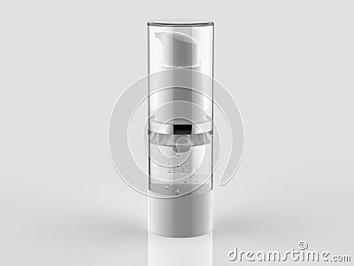 Airless skin care & Cosmetic dispenser filled with clear serum.3D rendering. Stock Photo