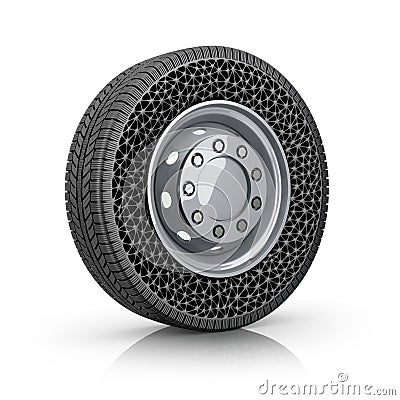 Airless tires for car Cartoon Illustration