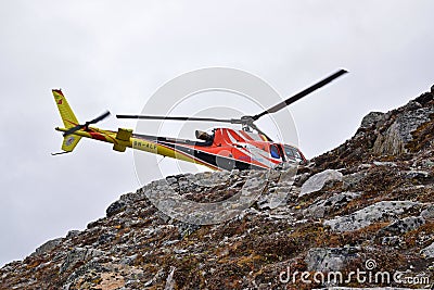 Shree Airlines Private Limited helicopter as Emergency evacuation chopper at Everest Base Camp Editorial Stock Photo