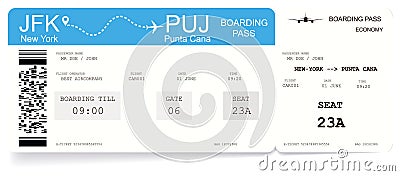 Airline boarding pass or airplane ticket Vector Illustration