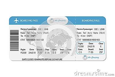 Airline boarding pass or airplane ticket. Vector. Vector Illustration