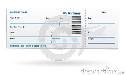 Airline boarding pass blank Vector Illustration