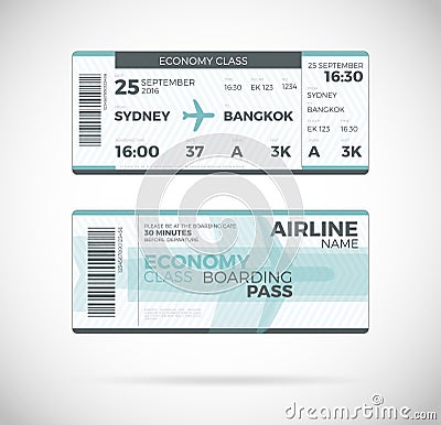 Airline boarding pass ticket Vector illustration. Vector Illustration