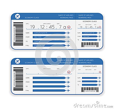 Airline boarding pass ticket Vector Illustration